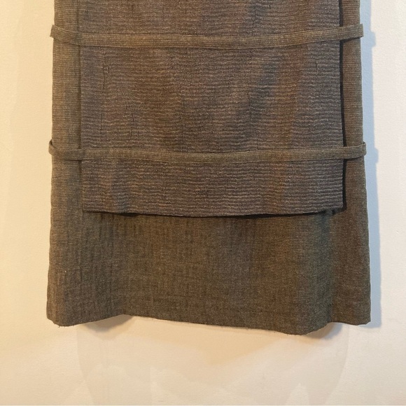 OBAKKI Sz 2 Wool Blend Lined Slight A  Line Straps Bows Zipper Closure Skirt - Picture 2 of 9